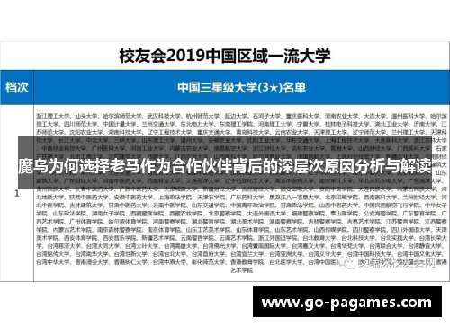魔鸟为何选择老马作为合作伙伴背后的深层次原因分析与解读 魔鸟为何选择老马作为合作伙伴背后的深层次原因分析与解读