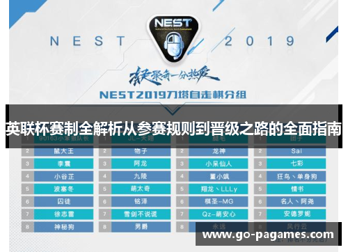 英联杯赛制全解析从参赛规则到晋级之路的全面指南